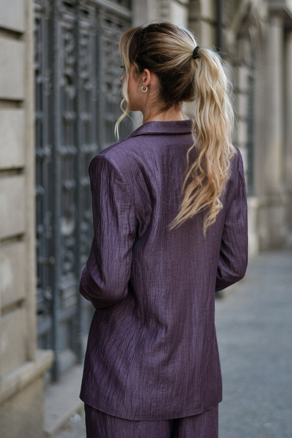 Blazer com Efeito Enrugado Peça Única