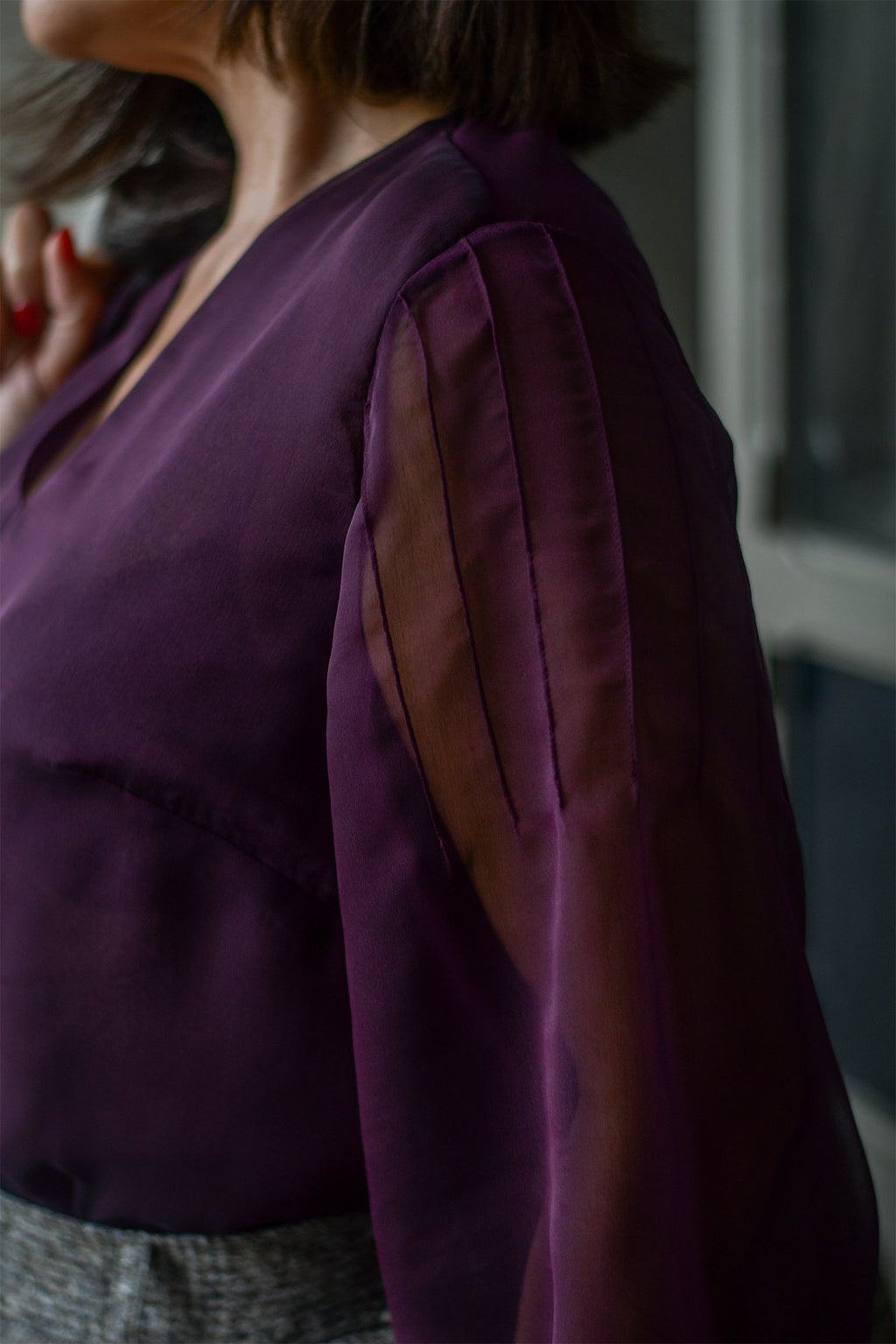 Blusa Burgundy Transparente