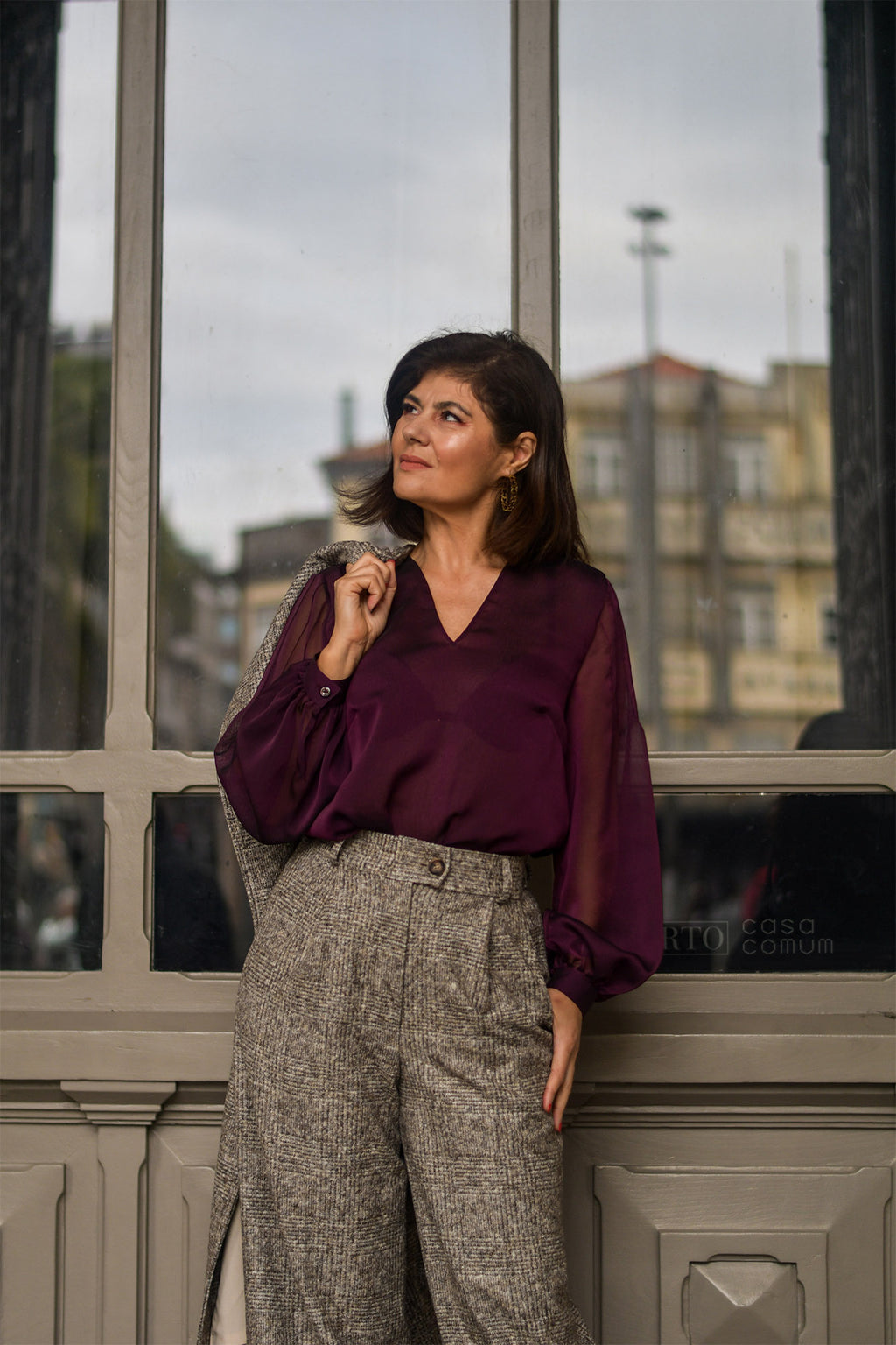 Blusa Burgundy Transparente