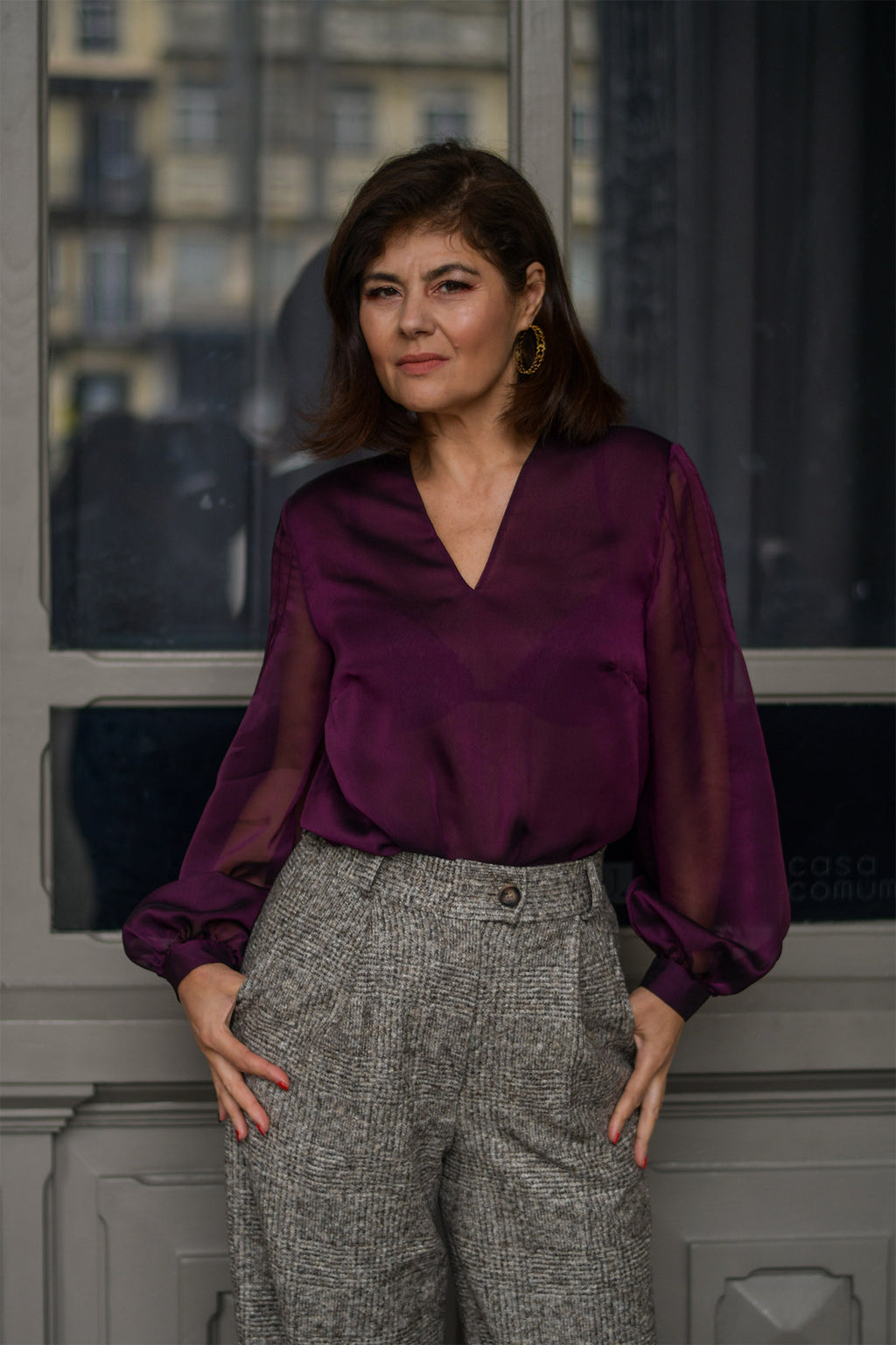 Blusa Burgundy Transparente