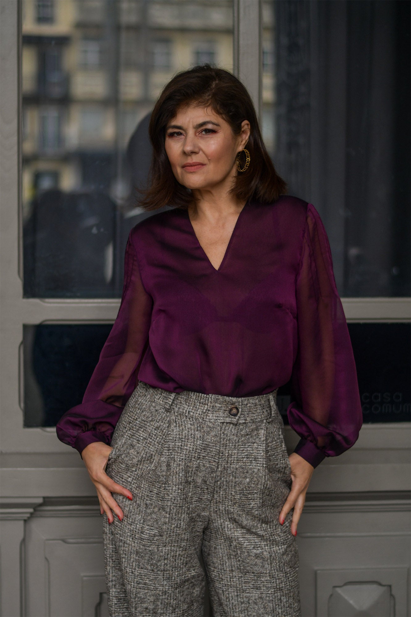 Blusa Burgundy Transparente