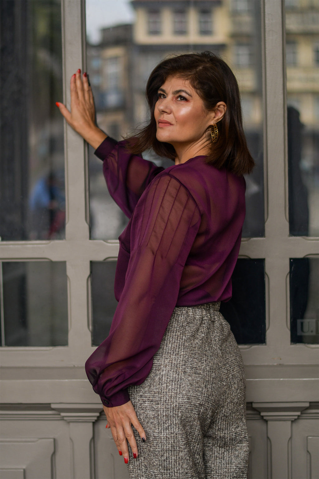 Blusa Burgundy Transparente