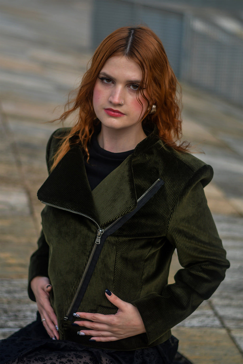 Blusão Bombazina Verde Escuro