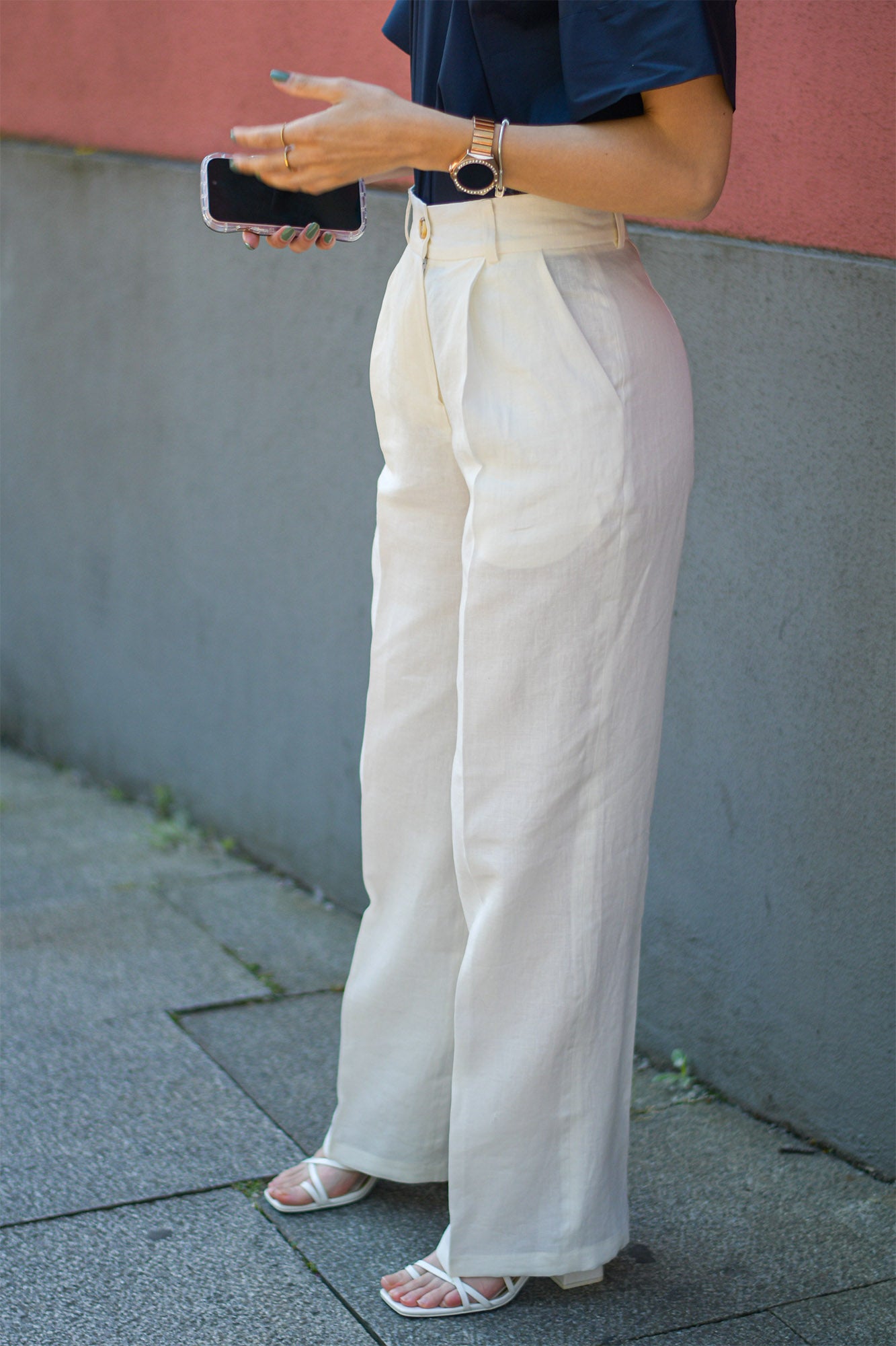 Calça Reta Linho Branco
