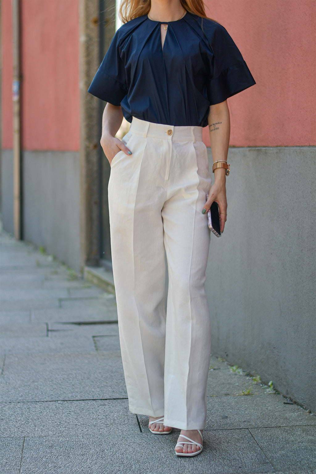 Calça Reta Linho Branco