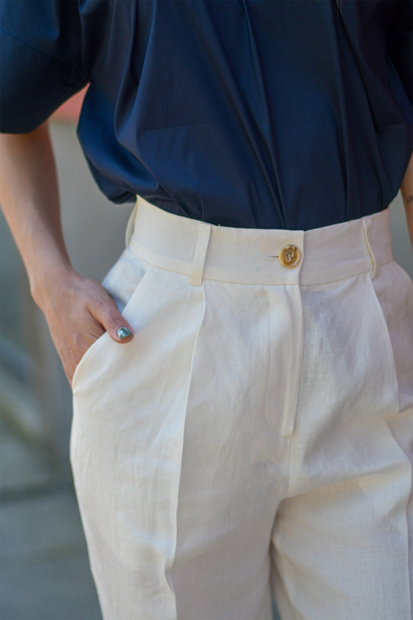 Calça Reta Linho Branco