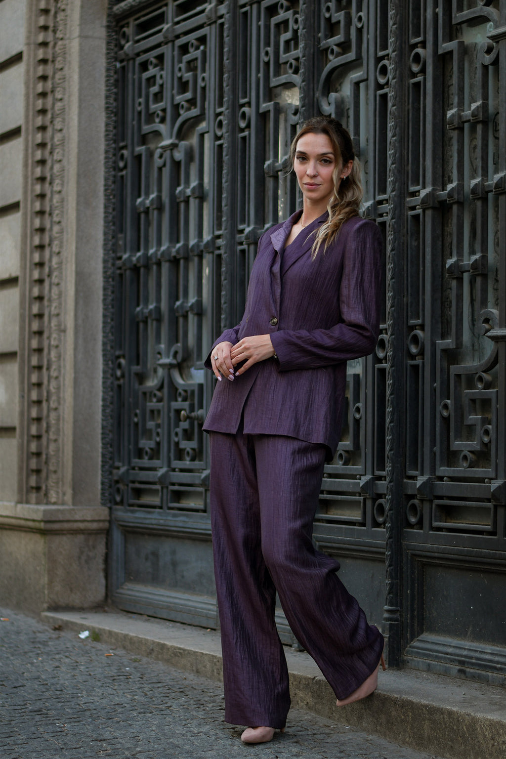 Calça com Efeito Enrugado Peça Única