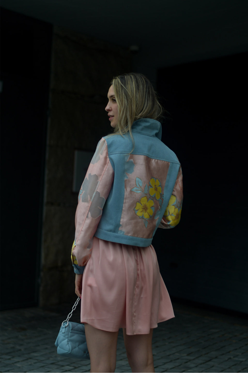 Casaco de Ganga Contrastes Jacquard Peça Única