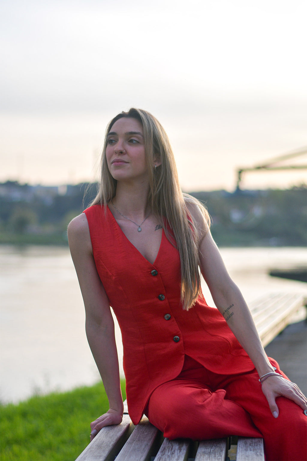 Colete Vermelho Cereja Peça Única