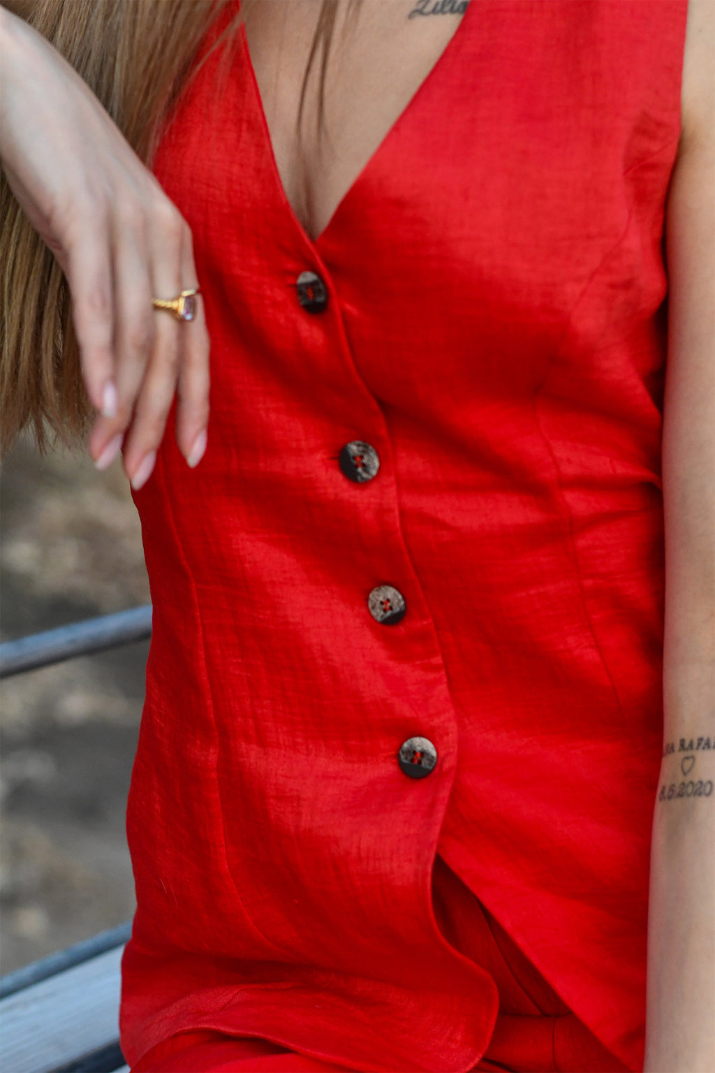 Colete Vermelho Cereja Peça Única