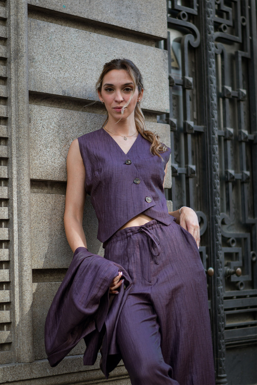 Colete com Efeito Enrugado Peça Única