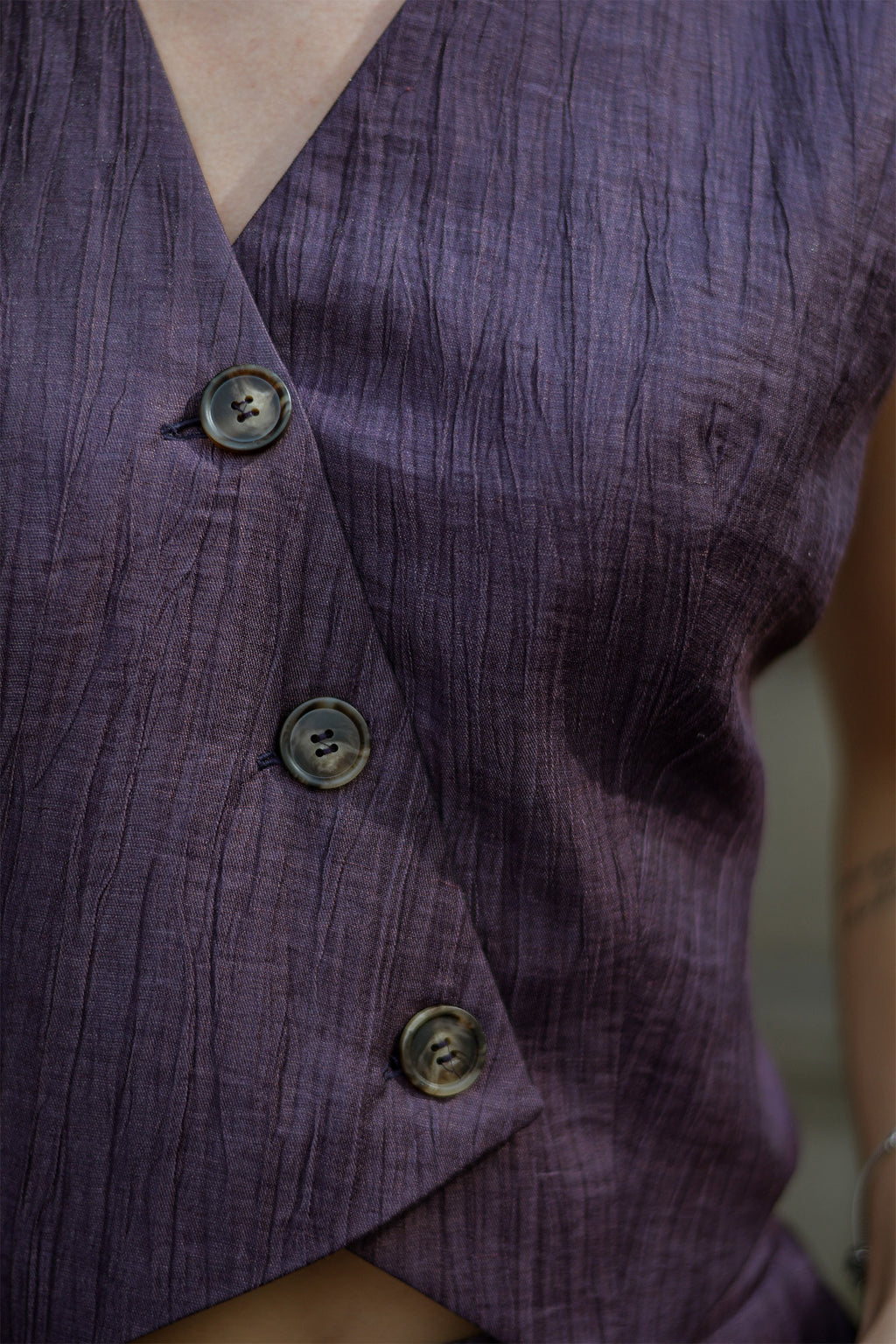 Colete com Efeito Enrugado Peça Única