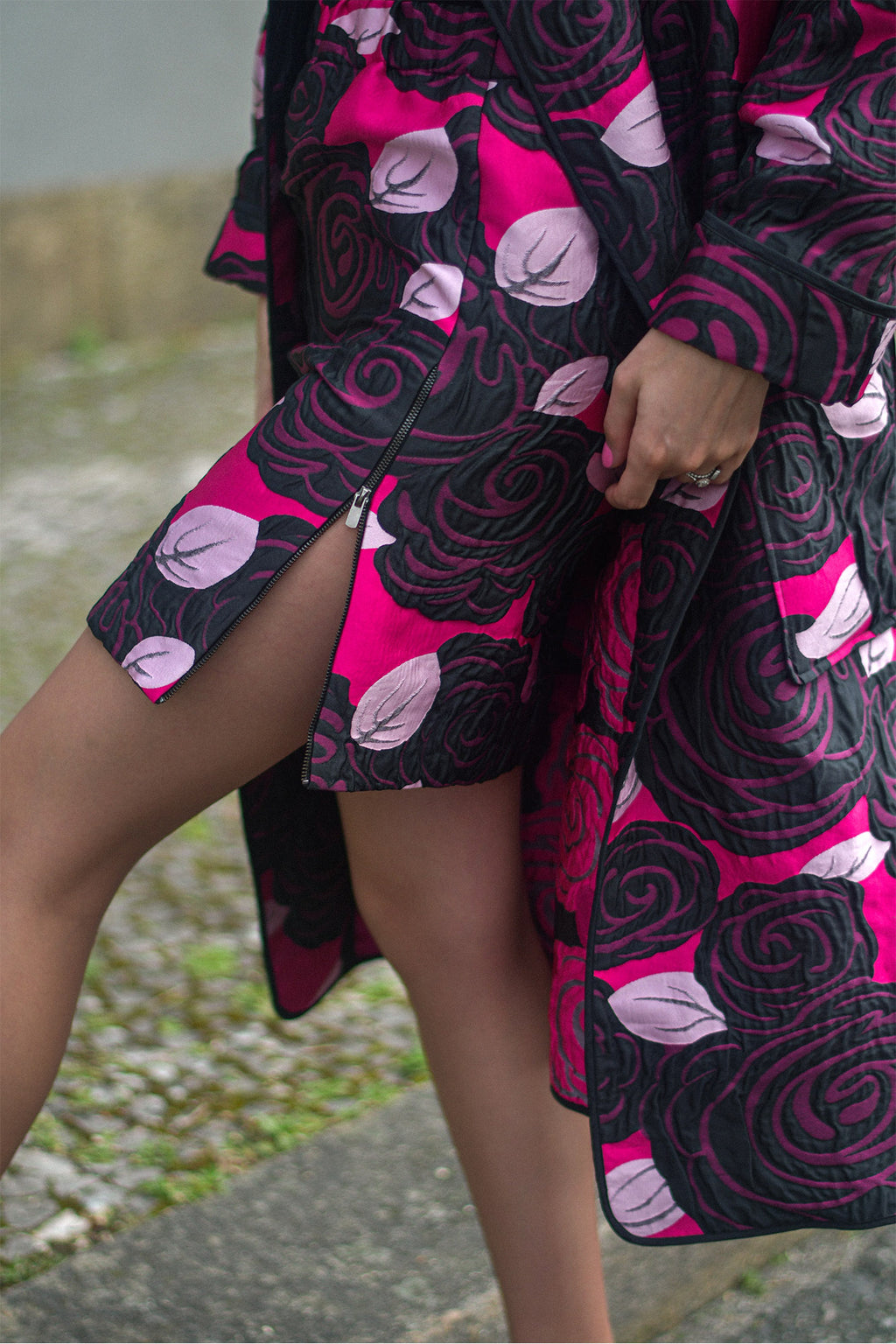 Mini-saia Jacquard Rosas Peça Única