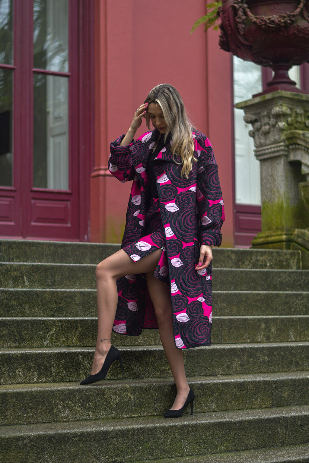 Mini-saia Jacquard Rosas Peça Única