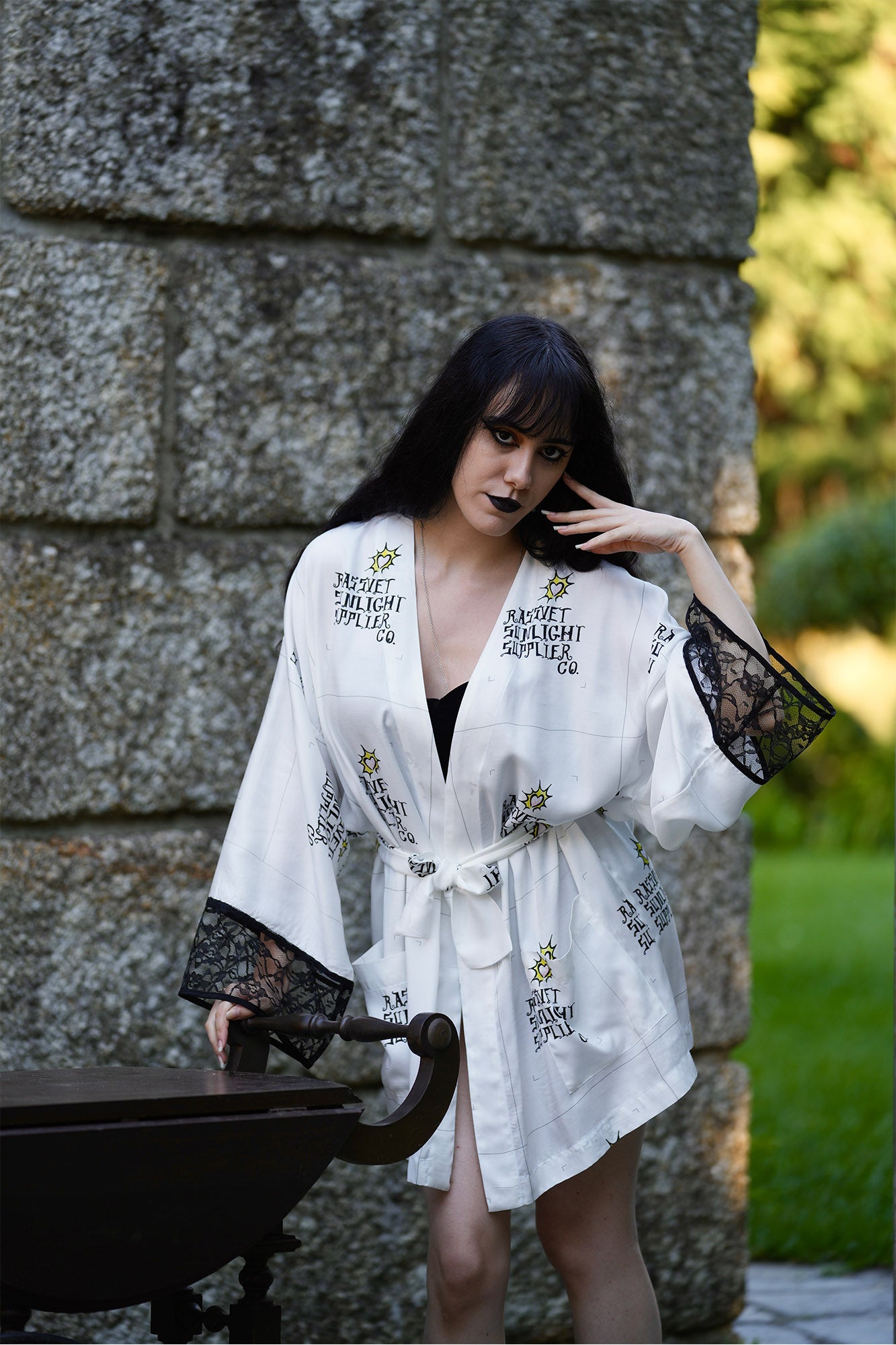 Quimono de Seda Branco Estampado Limited Edition