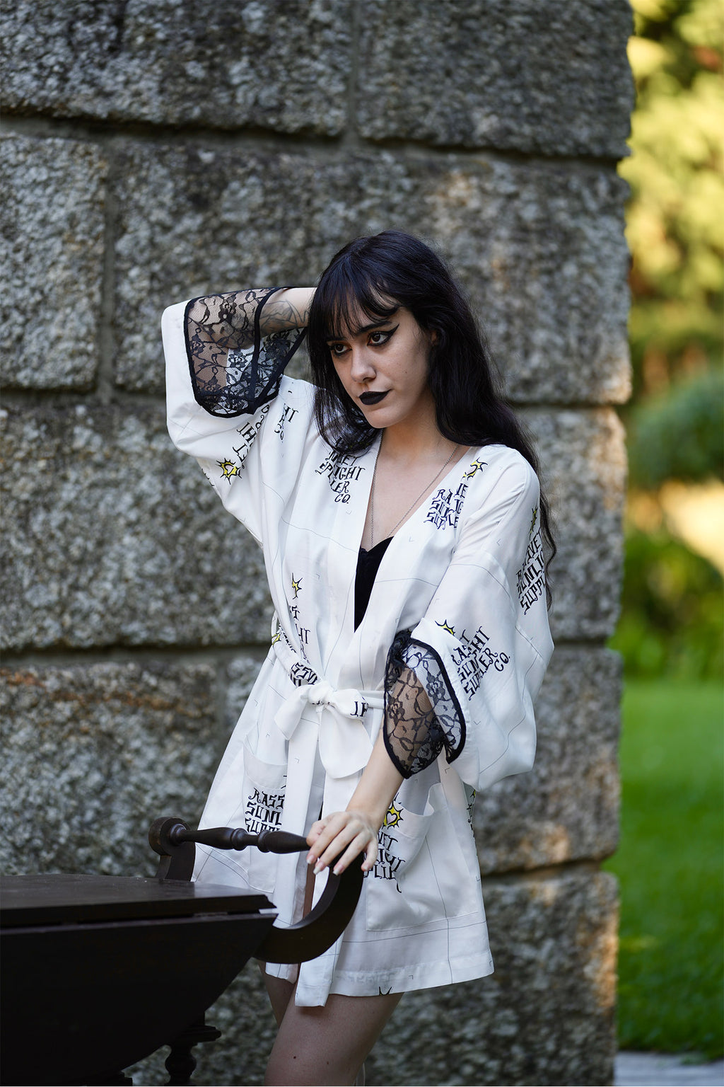 Quimono de Seda Branco Estampado Limited Edition