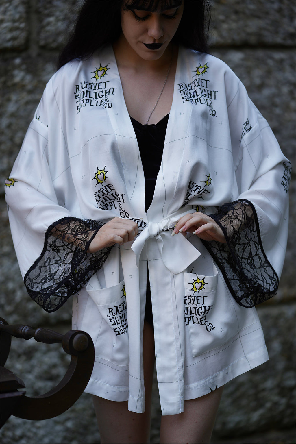 Quimono de Seda Branco Estampado Limited Edition