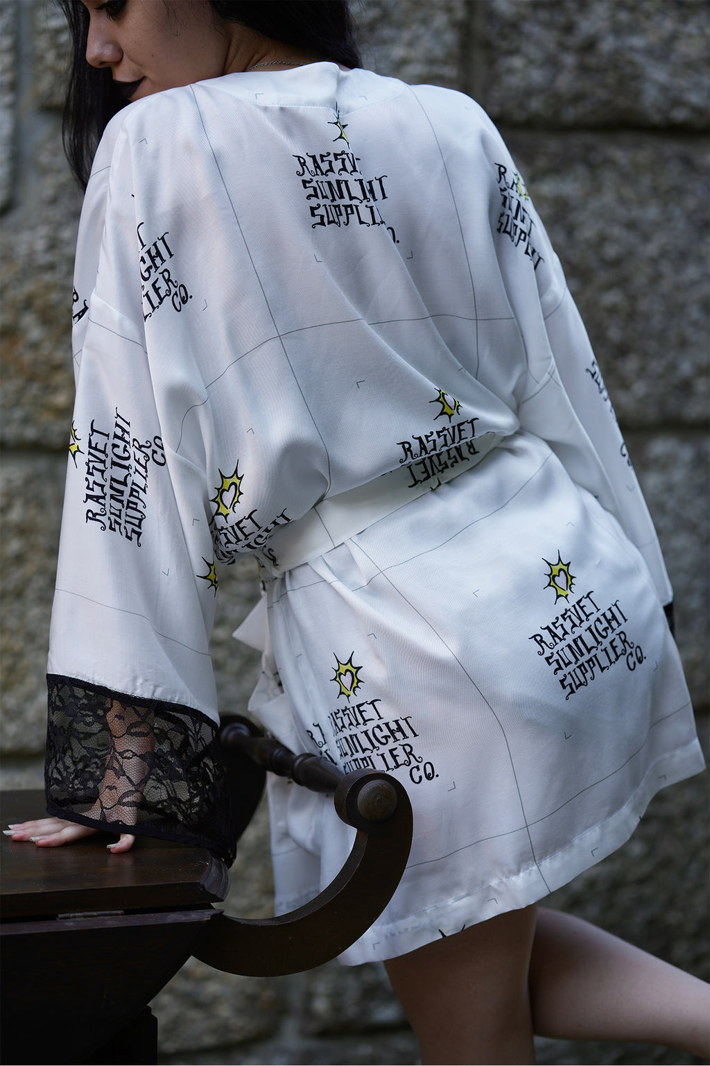 Quimono de Seda Branco Estampado Limited Edition