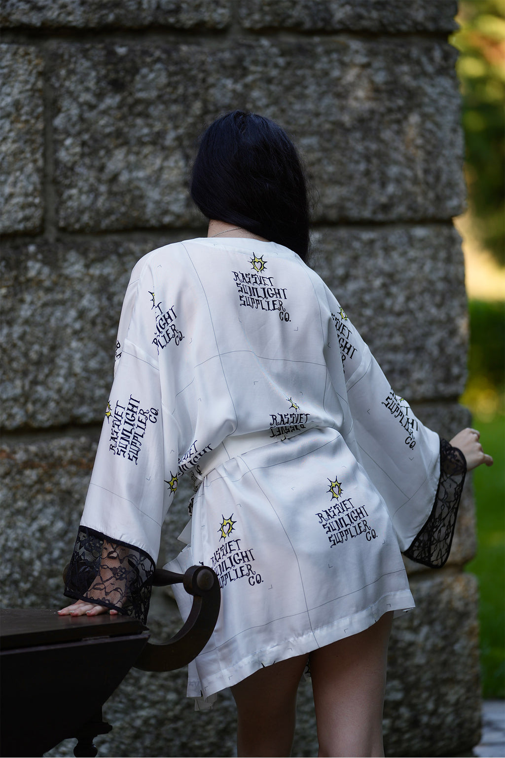 Quimono de Seda Branco Estampado Limited Edition