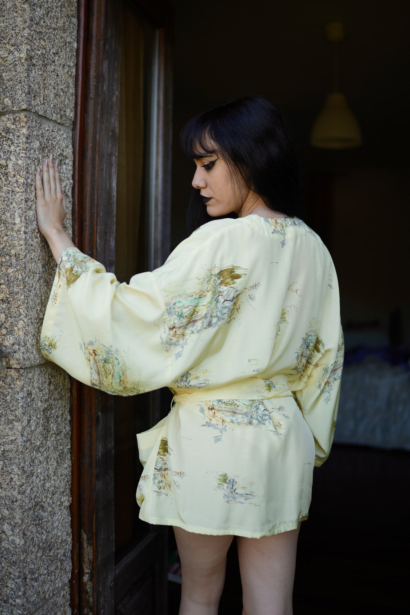 Quimono de Seda Padrão Amarelo Limited Edition