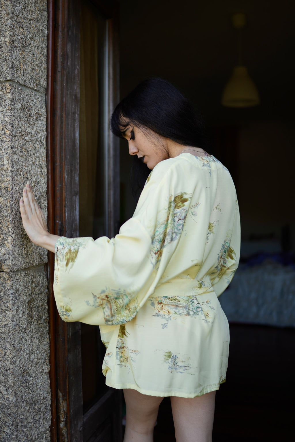 Quimono de Seda Padrão Amarelo Limited Edition