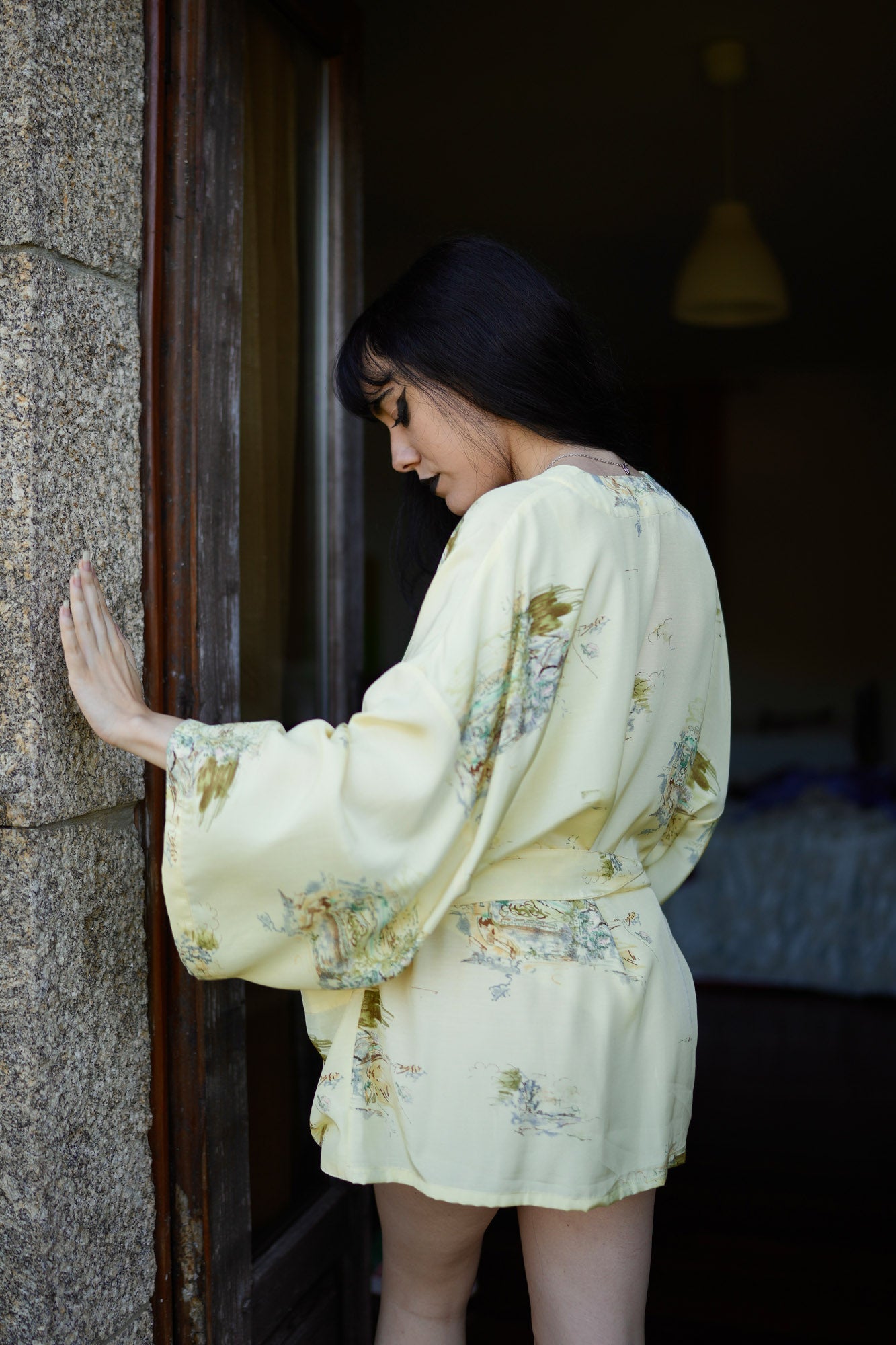 Quimono de Seda Padrão Amarelo Limited Edition