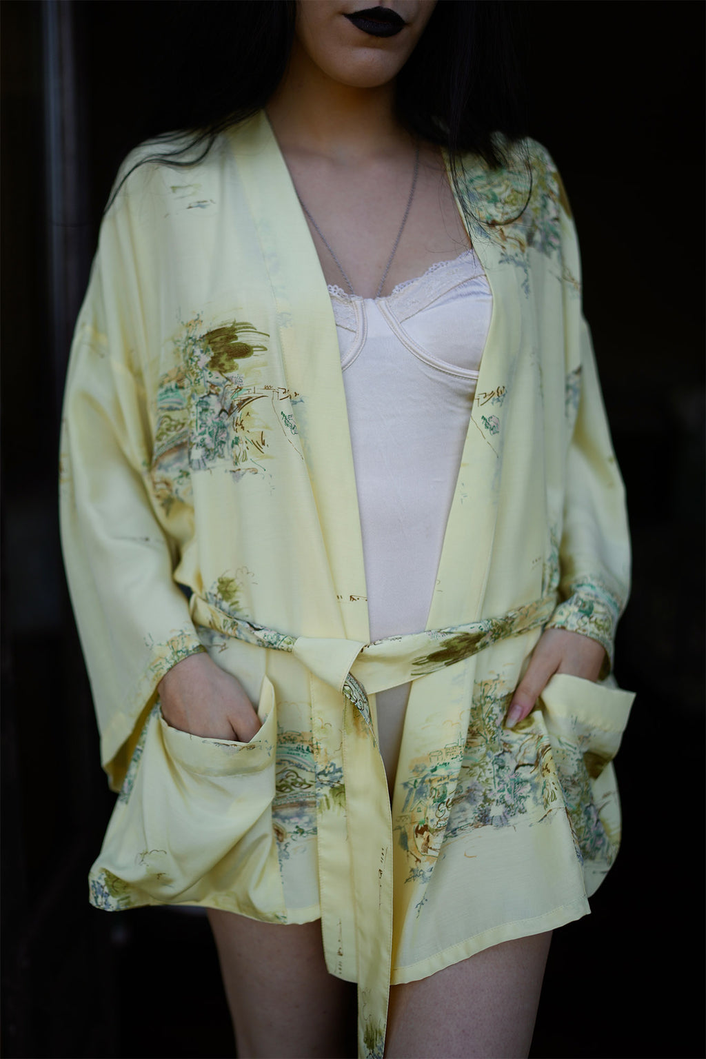 Quimono de Seda Padrão Amarelo Limited Edition