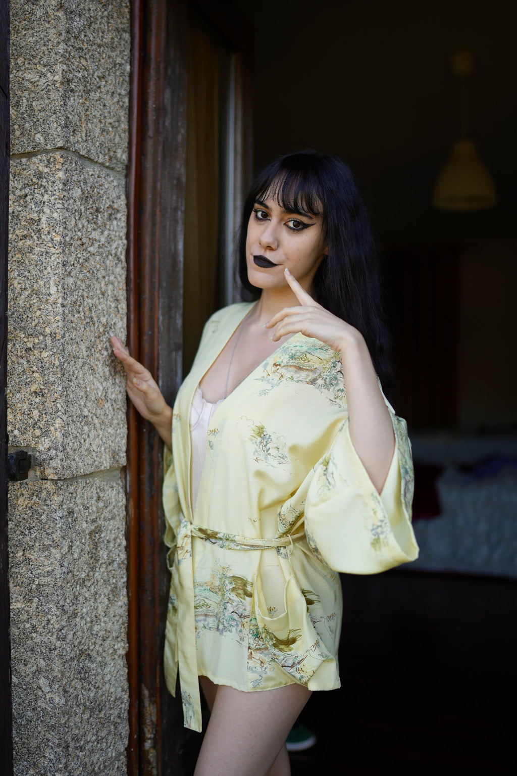 Quimono de Seda Padrão Amarelo Limited Edition