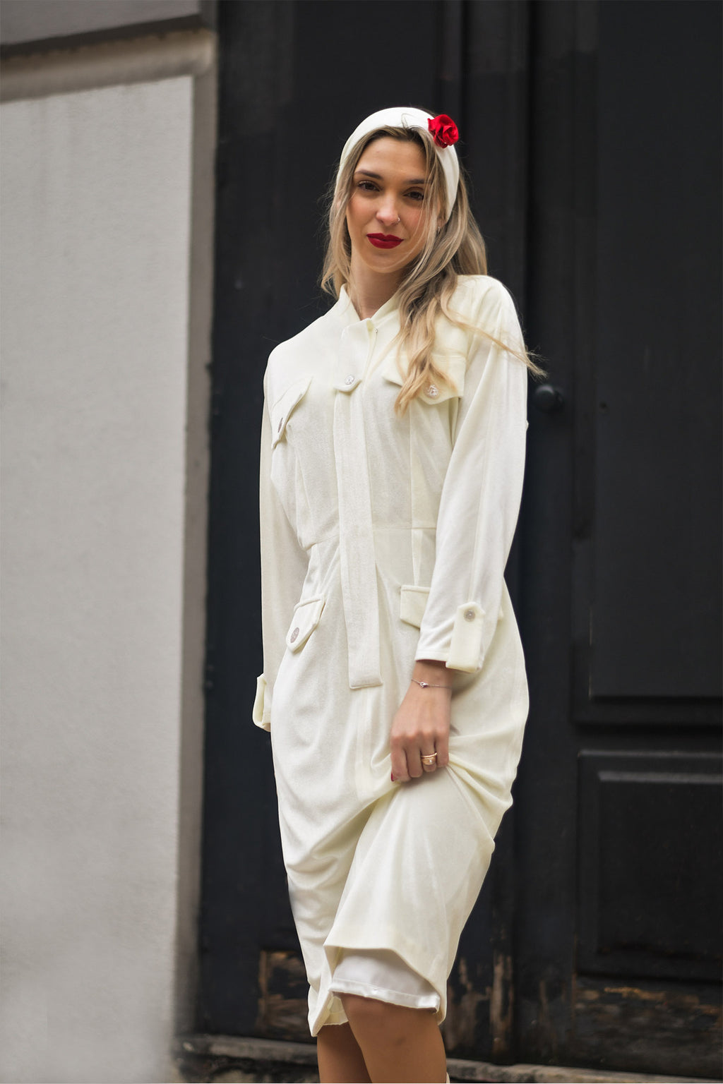 Vestido Retro de Veludo Peça Única